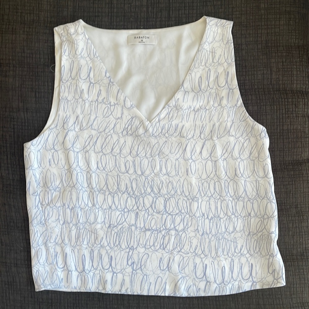 Aritzia Murphy Blouse Cropped in White with Blue